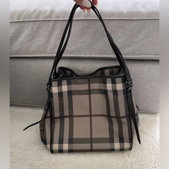 Burberry Canterbury Tote Smoked Check Coated Canvas with Pouch, NWOT - Picture 2 of 12
